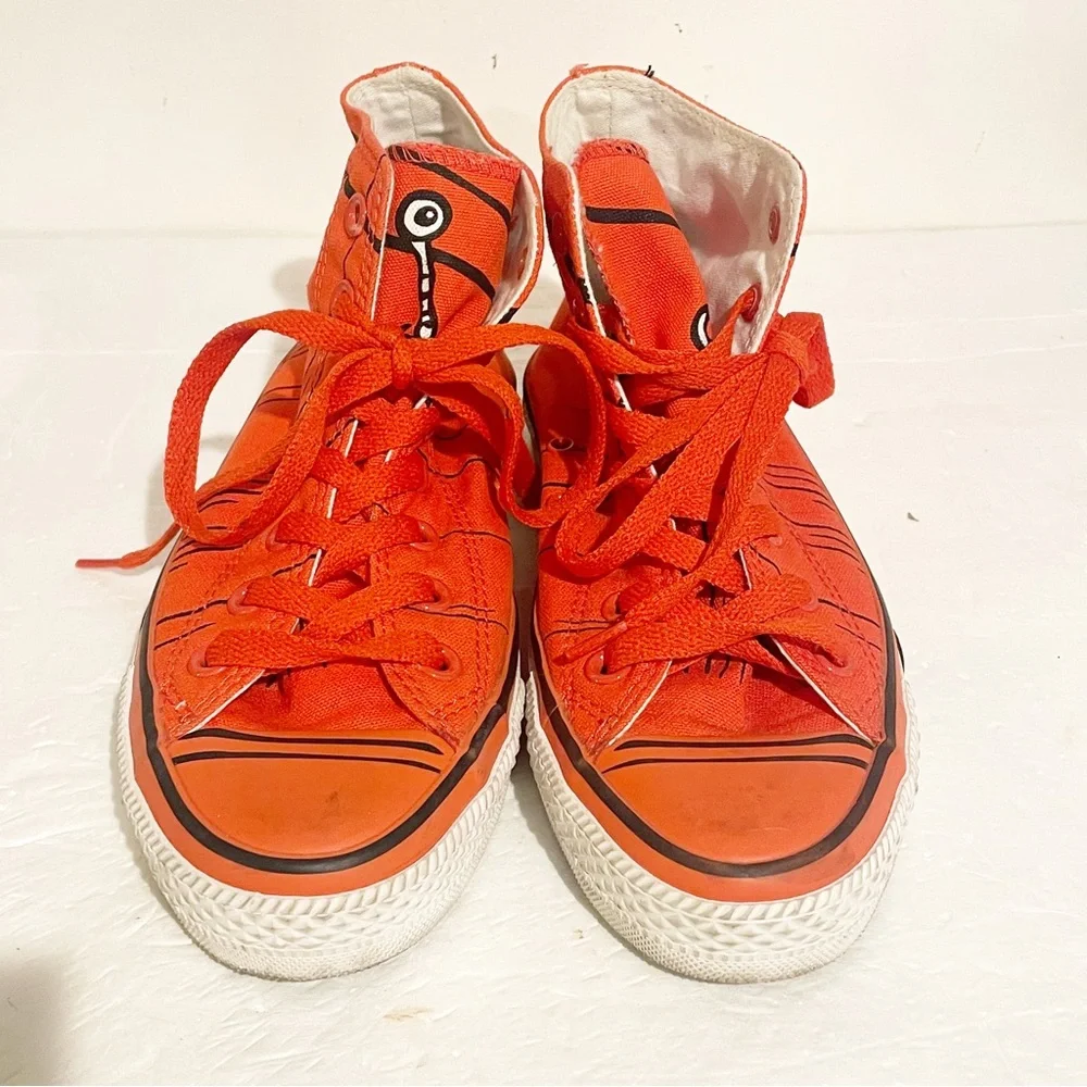 Converse Size 6.5 Red Cat In The Hat Hi Top Dr. Seuss Hook Thing One Thing Two - Picture 2 of 7